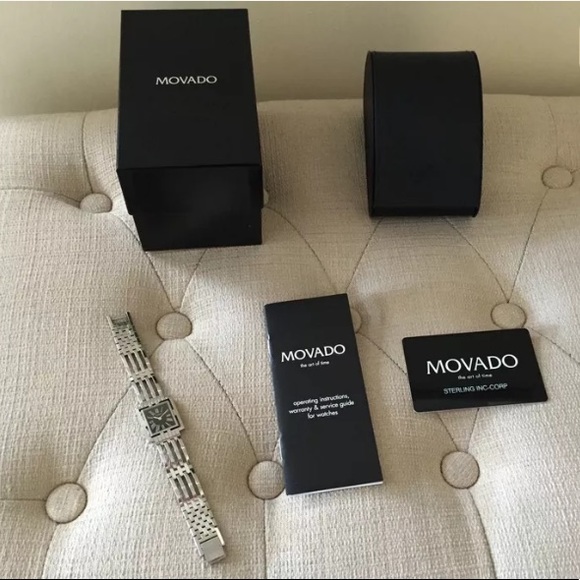 Movado Jewelry Watch With Black Square Face And Numerals Poshmark